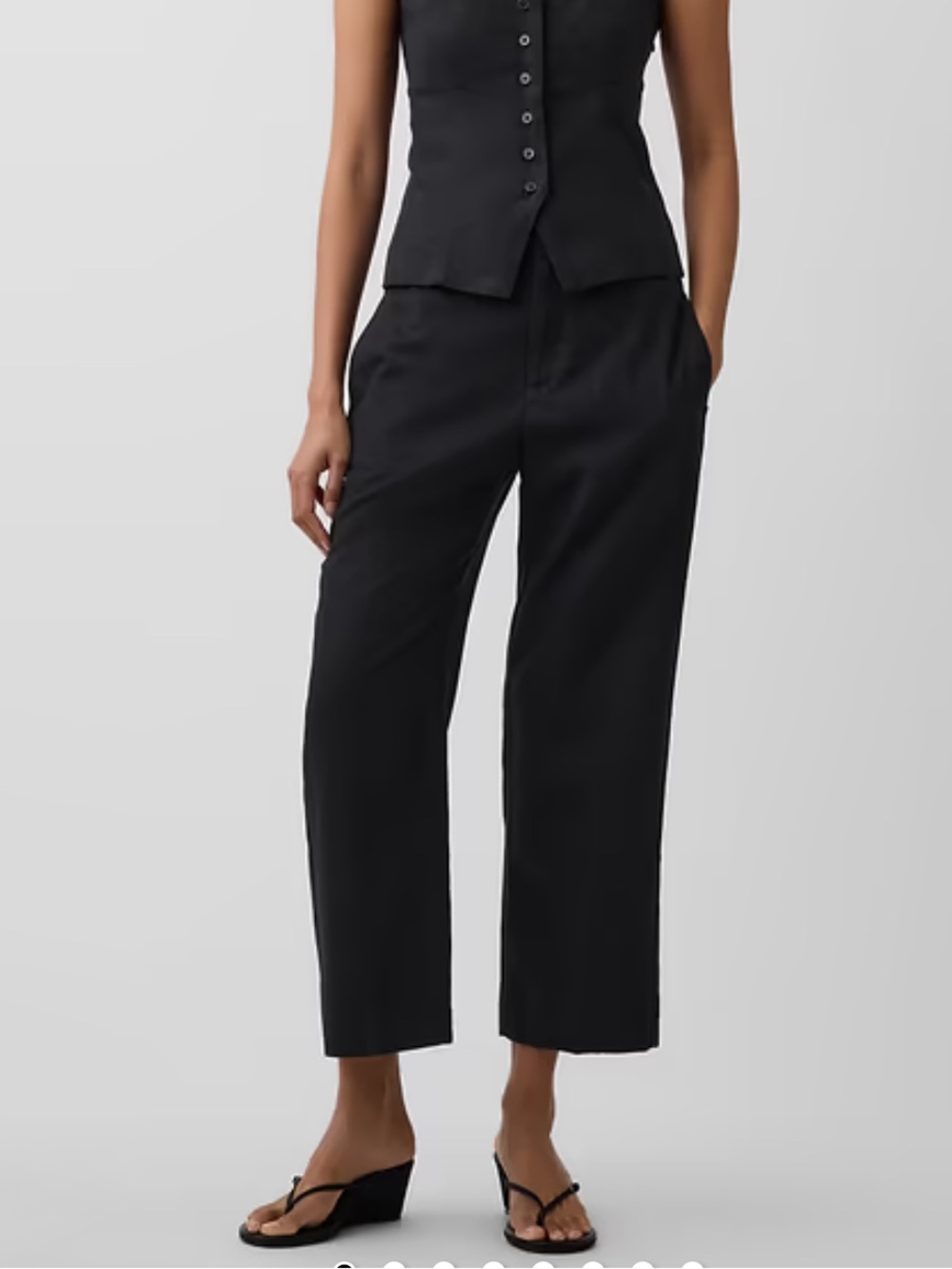 Gap Linen Blend Relaxed Straight Ankle Pants Black